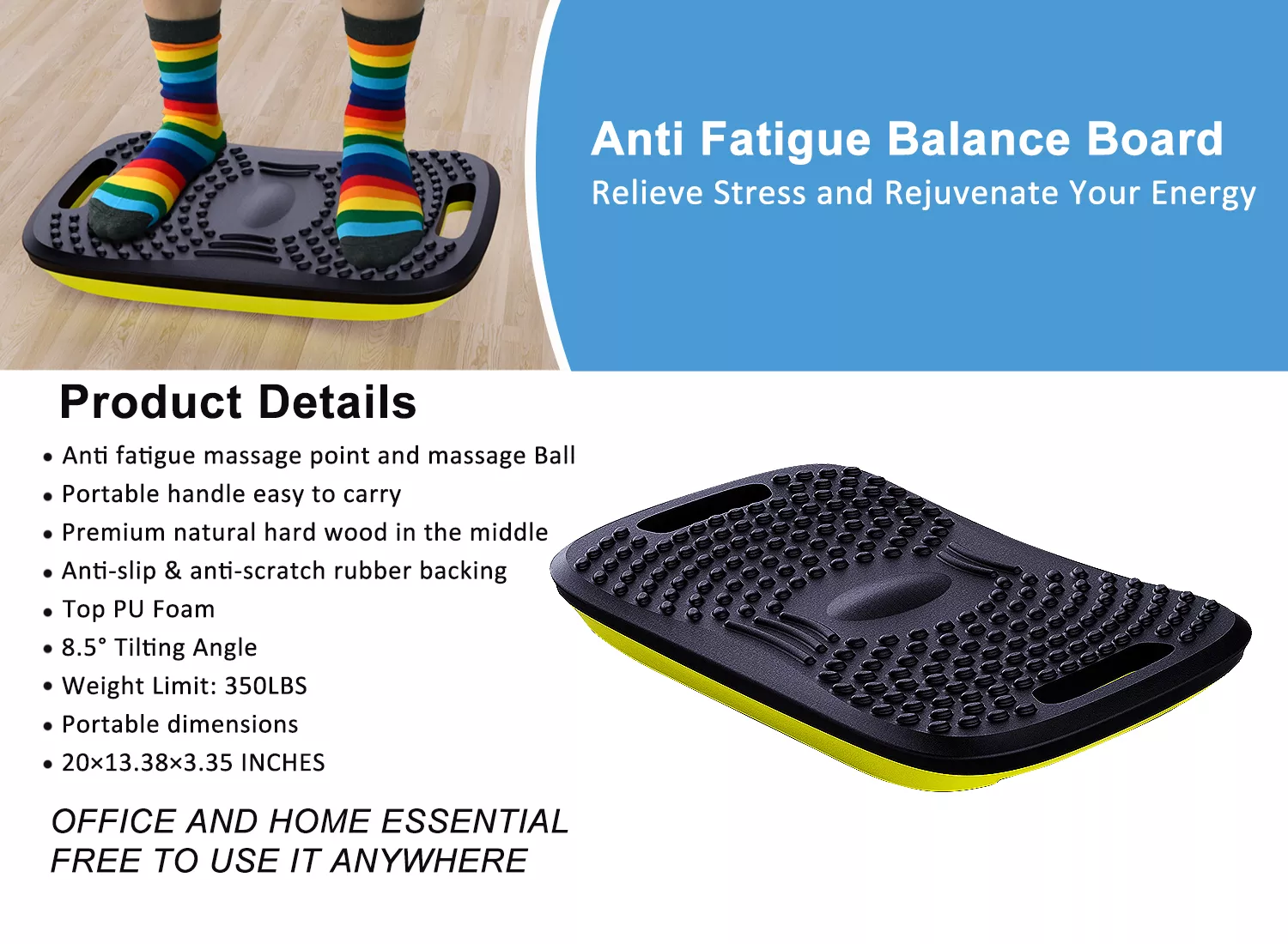 Plastic Wobble Anti Fatigue Balance Board For Standing Desk Stability ...